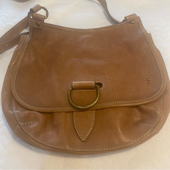Frye Amy Leather Crossbody Bag Camel - Picture 4 of 12